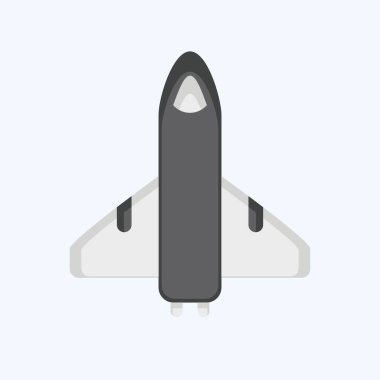 Simge Uzay Mekiği. Uzay sembolüyle ilgili. Düz stil. Basit dizayn edilebilir. Basit resimleme