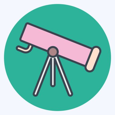 Simge Teleskobu. Uzay sembolüyle ilgili. renk arkadaşı stili. Basit dizayn edilebilir. Basit resimleme