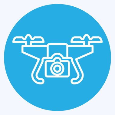 Kameralı Icon Drone. Drone sembolüyle ilgili. Mavi gözlü. Basit dizayn edilebilir. Basit resimleme