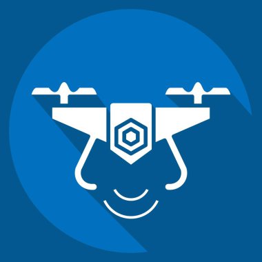Icon Drone. Drone sembolüyle ilgili. Uzun gölge tarzı. Basit dizayn edilebilir. Basit resimleme