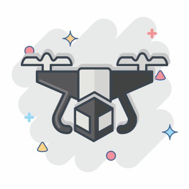 Simge Taşıma Dronu. Drone sembolüyle ilgili. Çizgi roman. Basit dizayn edilebilir. Basit resimleme