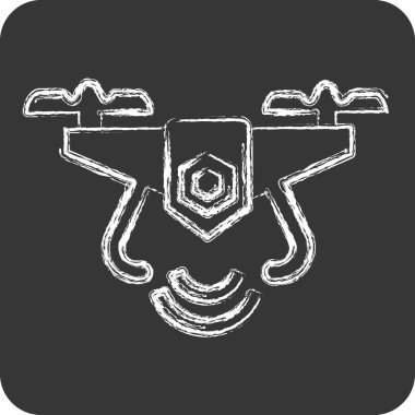 Icon Drone. Drone sembolüyle ilgili. Tebeşir stili. Basit dizayn edilebilir. Basit resimleme