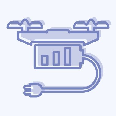 Simge İHA 'sı yükleniyor. Drone sembolüyle ilgili. İki ton stili. Basit dizayn edilebilir. Basit resimleme