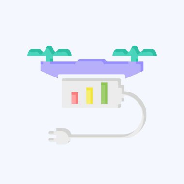 Simge İHA 'sı yükleniyor. Drone sembolüyle ilgili. Düz stil. Basit dizayn edilebilir. Basit resimleme