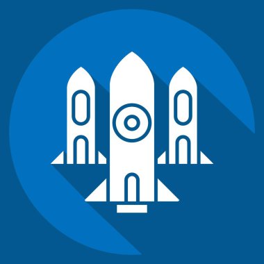 İkon Nükleer. Askeri sembolle ilgili. Uzun gölge tarzı. Basit dizayn edilebilir. Basit resimleme