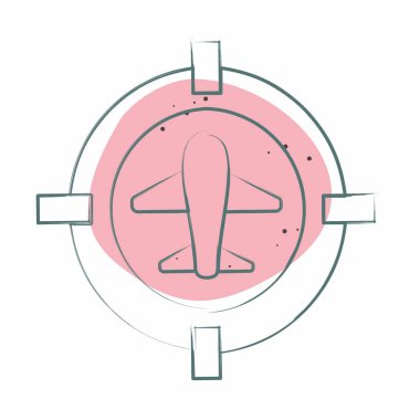 Simge Hedef Konumu. Askeri sembolle ilgili. Renkli Leke Biçimi. Basit dizayn edilebilir. Basit resimleme