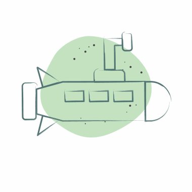 Simge Denizaltı. Askeri sembolle ilgili. Renkli Leke Biçimi. Basit dizayn edilebilir. Basit resimleme