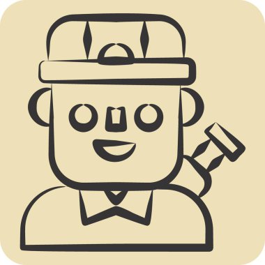 Simgesel Asker. Askeri sembolle ilgili. El çizimi tarzı. Basit dizayn edilebilir. Basit resimleme