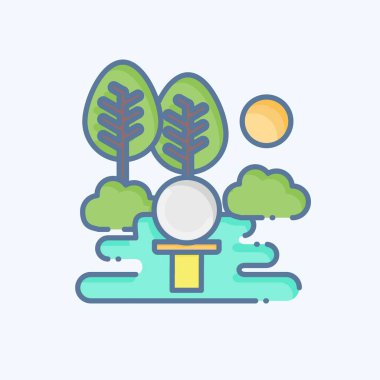 Simge Golf Sahası. Golf sembolüyle ilgili. Karalama stili. Basit dizayn edilebilir. Basit resimleme