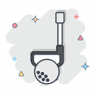 Simge demiri. Golf sembolüyle ilgili. Çizgi roman. Basit dizayn edilebilir. Basit resimleme