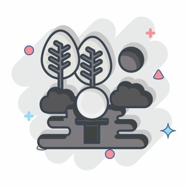 Simge Golf Sahası. Golf sembolüyle ilgili. Çizgi roman. Basit dizayn edilebilir. Basit resimleme