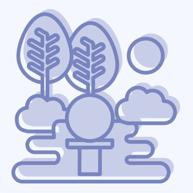 Simge Golf Sahası. Golf sembolüyle ilgili. İki ton stili. Basit dizayn edilebilir. Basit resimleme