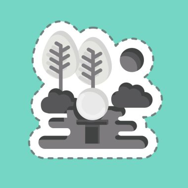 Etiket çizgisi Golf Sahası 'nı kesti. Golf sembolüyle ilgili. Basit dizayn edilebilir. Basit resimleme