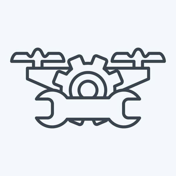 Икона Мао и Ремонт. связано с символом дрона. стиль линии. простой дизайн редактируемый. простая иллюстрация