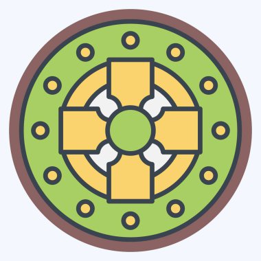 Simge Sikkesi. Kelt sembolüyle ilgili. renk arkadaşı stili. Basit dizayn edilebilir. Basit resimleme