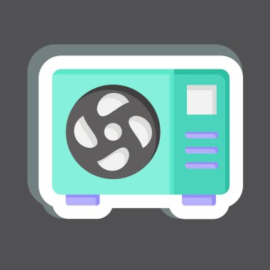 Çıkartma Kapı Havası. Klima sembolüyle ilgili. Basit dizayn edilebilir. Basit resimleme