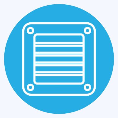 Simge Pencere Pervanesi. Klima sembolüyle ilgili. Mavi gözlü. Basit dizayn edilebilir. Basit resimleme