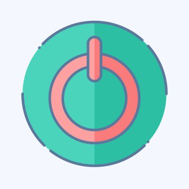 Simge Güç Düğmesi. Klima sembolüyle ilgili. Karalama stili. Basit dizayn edilebilir. Basit resimleme