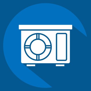 İkon Kapı Ünitesi. Klima sembolüyle ilgili. Uzun gölge tarzı. Basit dizayn edilebilir. Basit resimleme