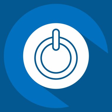 Simge Güç Düğmesi. Klima sembolüyle ilgili. Uzun gölge tarzı. Basit dizayn edilebilir. Basit resimleme