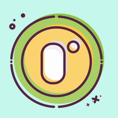 Simge Sıfır noktası. Klima sembolüyle ilgili. MBE tarzı. Basit dizayn edilebilir. Basit resimleme