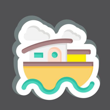 Çıkartma Evi Teknesi. Konaklama sembolüyle ilgili. Basit dizayn edilebilir. Basit resimleme