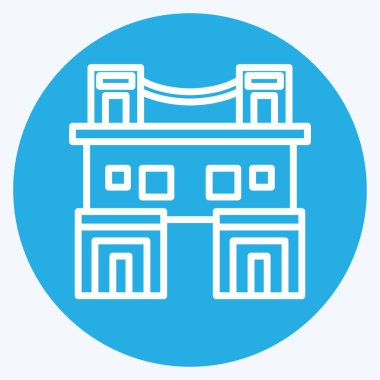 İkon Kasaba Evi. Konaklama sembolüyle ilgili. Mavi gözlü. Basit dizayn edilebilir. Basit resimleme