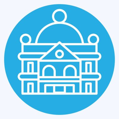 İkon Heykeli Evi. Konaklama sembolüyle ilgili. Mavi gözlü. Basit dizayn edilebilir. Basit resimleme