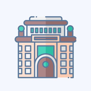 Icon Oteli. Konaklama sembolüyle ilgili. Karalama stili. Basit dizayn edilebilir. Basit resimleme