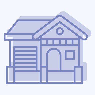 İkon Kulübesi. Konaklama sembolüyle ilgili. İki ton stili. Basit dizayn edilebilir. Basit resimleme