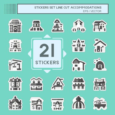 Çıkartma çizgisi, konaklamayı ayarla. Bina sembolüyle ilgili. Basit dizayn edilebilir. Basit resimleme