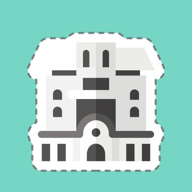 Çıkartma çizgisi apartmanı kesmiş. Konaklama sembolüyle ilgili. Basit dizayn edilebilir. Basit resimleme