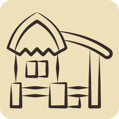 Simge Kulübesi. Konaklama sembolüyle ilgili. El çizimi tarzı. Basit dizayn edilebilir. Basit resimleme