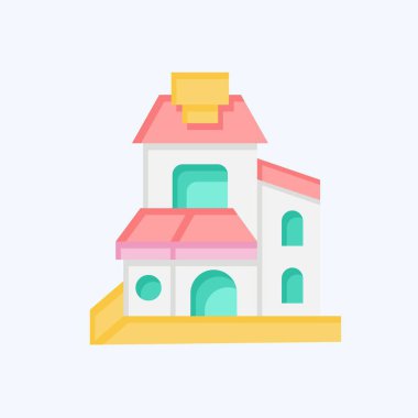 Simge Duplex. Konaklama sembolüyle ilgili. Düz stil. Basit dizayn edilebilir. Basit resimleme