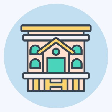 Simge Mobil Evi. Konaklama sembolüyle ilgili. renk arkadaşı stili. Basit dizayn edilebilir. Basit resimleme