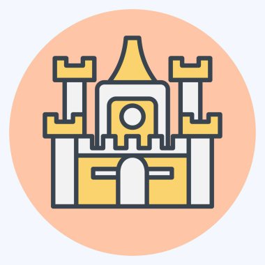 Simge Kalesi. Konaklama sembolüyle ilgili. renk arkadaşı stili. Basit dizayn edilebilir. Basit resimleme