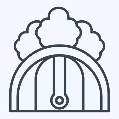 Icon Kamp Alanı Otoparkı. Konaklama sembolüyle ilgili. Sıra tarzı. Basit dizayn edilebilir. Basit resimleme