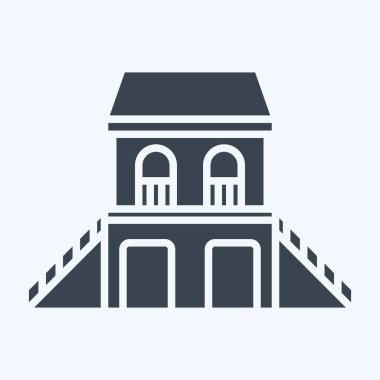 Simge Misafir Evi. Konaklama sembolüyle ilgili. Kabartma tarzı. Basit dizayn edilebilir. Basit resimleme