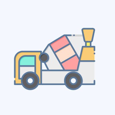 İkon Beton Karıştırıcı. İnşaat araçları sembolüyle ilgili. Karalama stili. Basit dizayn edilebilir. Basit resimleme