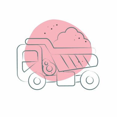 Simge Dökme Kamyonu. İnşaat araçları sembolüyle ilgili. Renkli Leke Biçimi. Basit dizayn edilebilir. Basit resimleme