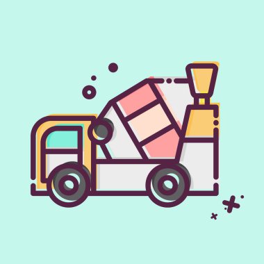 İkon Beton Karıştırıcı. İnşaat araçları sembolüyle ilgili. MBE tarzı. Basit dizayn edilebilir. Basit resimleme