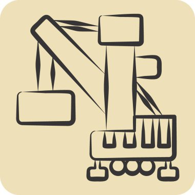 Icon Limanı Turnası. İnşaat araçları sembolüyle ilgili. El çizimi tarzı. Basit dizayn edilebilir. Basit resimleme