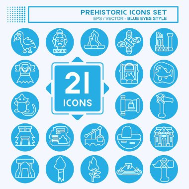 Tarih Öncesi Simge Ayarları. Eğitim sembolüyle ilgili. Mavi gözlü. Basit dizayn edilebilir. Basit resimleme