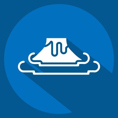 İkon volkanı. Tarih öncesi sembolle ilgili. Uzun gölge tarzı. Basit dizayn edilebilir. Basit resimleme