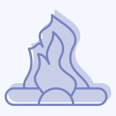 Icon Şenlik Ateşi. Tarih öncesi sembolle ilgili. İki ton stili. Basit dizayn edilebilir. Basit resimleme