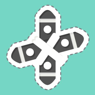 Çıkartma çizgisi Bumerang 'ı kesti. Tarih öncesi sembolle ilgili. Basit dizayn edilebilir. Basit resimleme