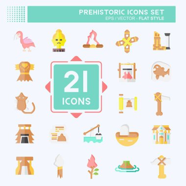 Tarih Öncesi Simge Ayarları. Eğitim sembolüyle ilgili. Düz stil. Basit dizayn edilebilir. Basit resimleme