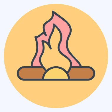 Icon Şenlik Ateşi. Tarih öncesi sembolle ilgili. renk arkadaşı stili. Basit dizayn edilebilir. Basit resimleme