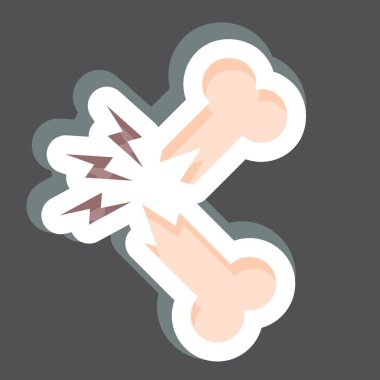 Çıkartma Kırık Kemik. Ortopedik sembolle ilgili. Basit dizayn edilebilir. Basit resimleme