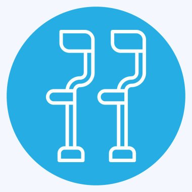 İkon Koltuk değnekleri. Ortopedik sembolle ilgili. Mavi gözlü. Basit dizayn edilebilir. Basit resimleme